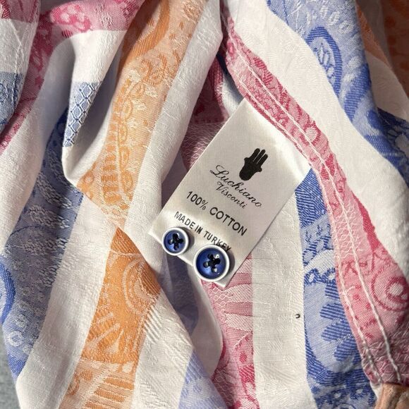 Luchiano Visconti Sz XL Men's Multi-Color Abstract Cotton Long Sleeve Shirt NICE - Picture 10 of 16